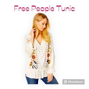 FREE PEOPLE Serafina Oversized Floral🌹 Embroidered Tunic / Blouse SZ M